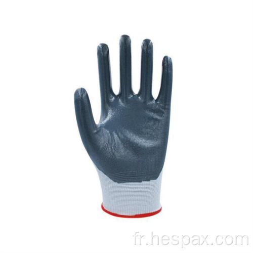 Gants de main-d&#39;œuvre à revêtement de palmier anti-pétrole de nylon HESPAX